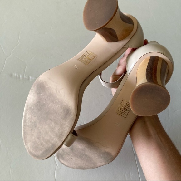 Jeffery Campbell Free People One Strap Wooden Patterned Heels Sz 8.5 - Picture 6 of 7